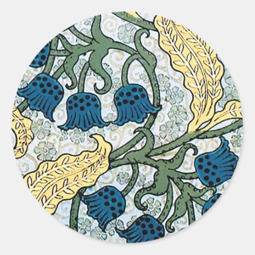 Floral Blue Flowers Lily Valley  Repeating Classic Round Sticker