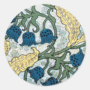 Floral Blue Flowers Lily Valley Repeating Classic Round Sticker