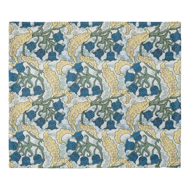 Floral Blue Flowers Lily Valley Repeating Duvet Cover (Front)