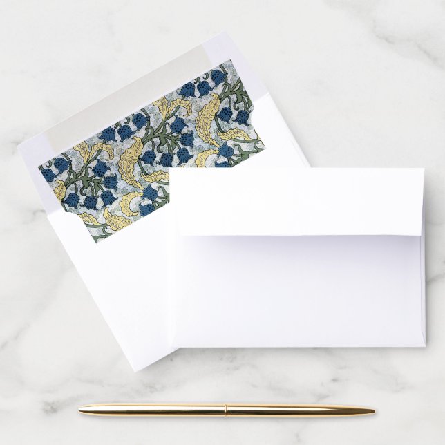Floral Blue Flowers Lily Valley Repeating Envelope Liner (Desk)