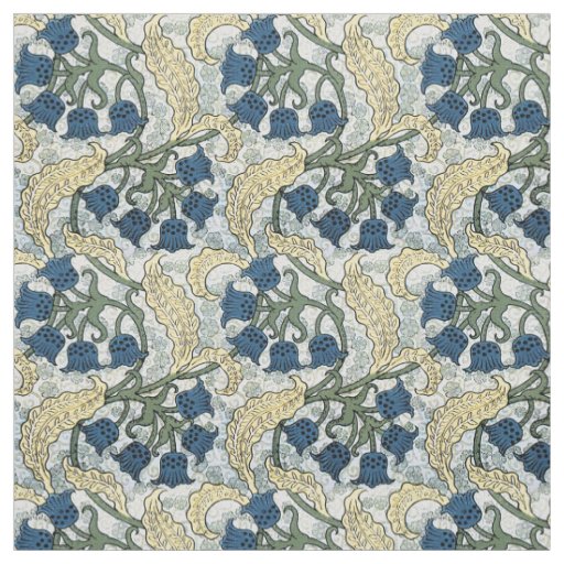 Floral Blue Flowers Lily Valley Repeating Fabric