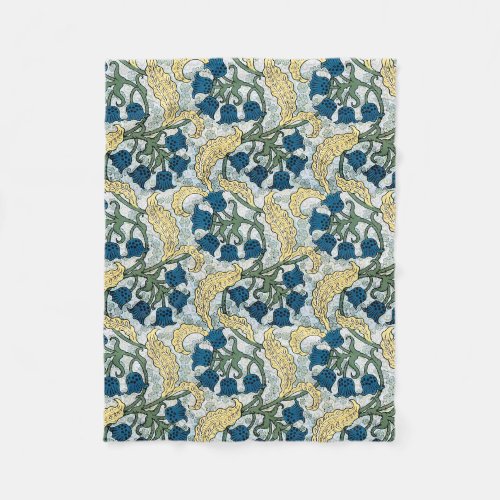 Floral Blue Flowers Lily Valley  Repeating Fleece Blanket