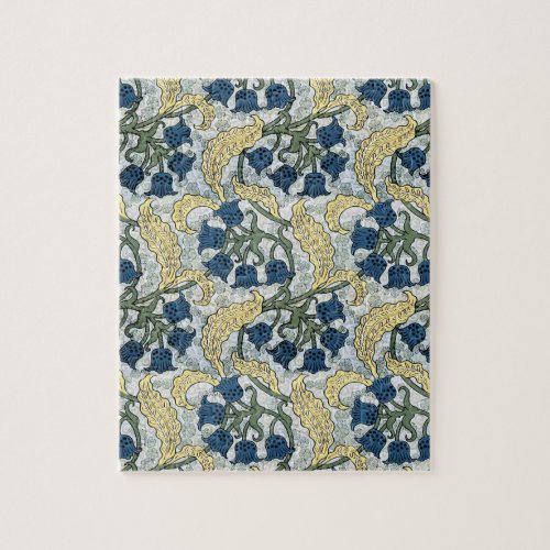Floral Blue Flowers Lily Valley  Repeating Jigsaw Puzzle