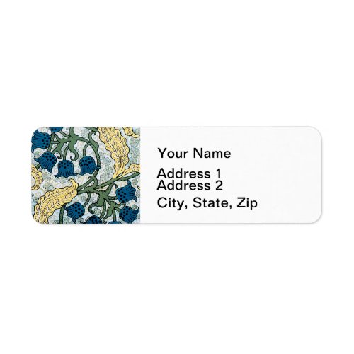 Floral Blue Flowers Lily Valley  Repeating Label