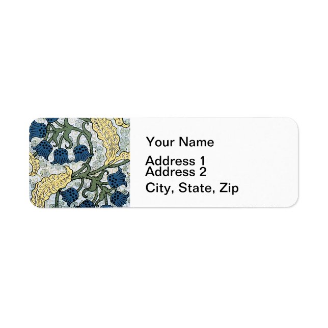 Floral Blue Flowers Lily Valley Repeating Label (Front)