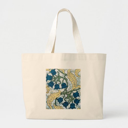 Floral Blue Flowers Lily Valley  Repeating Large Tote Bag