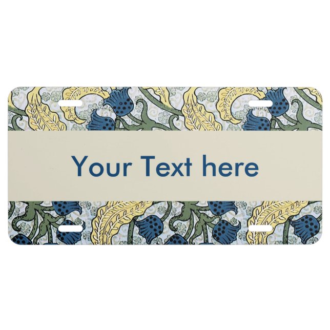 Floral Blue Flowers Lily Valley Repeating License Plate (Front)