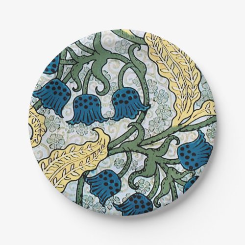 Floral Blue Flowers Lily Valley  Repeating Paper Plates