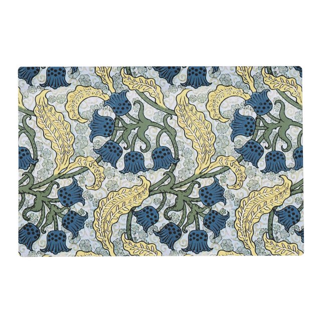 Floral Blue Flowers Lily Valley Repeating Placemat (Front)