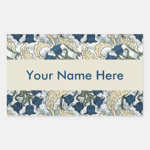 Floral Blue Flowers Lily Valley  Repeating Rectangular Sticker