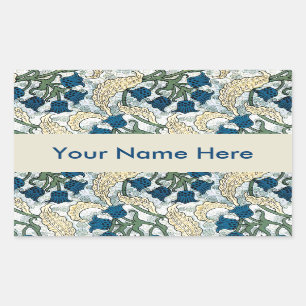Floral Blue Flowers Lily Valley Repeating Rectangular Sticker