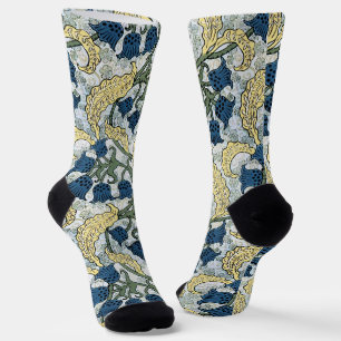 Floral Blue Flowers Lily Valley Repeating Socks