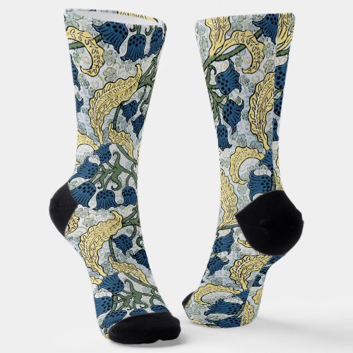 Floral Blue Flowers Lily Valley  Repeating Socks
