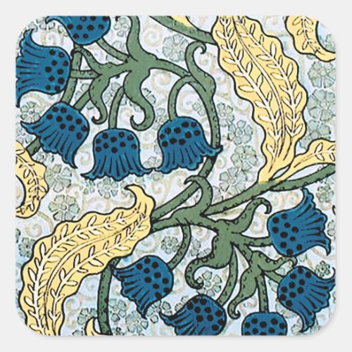 Floral Blue Flowers Lily Valley  Repeating Square Sticker