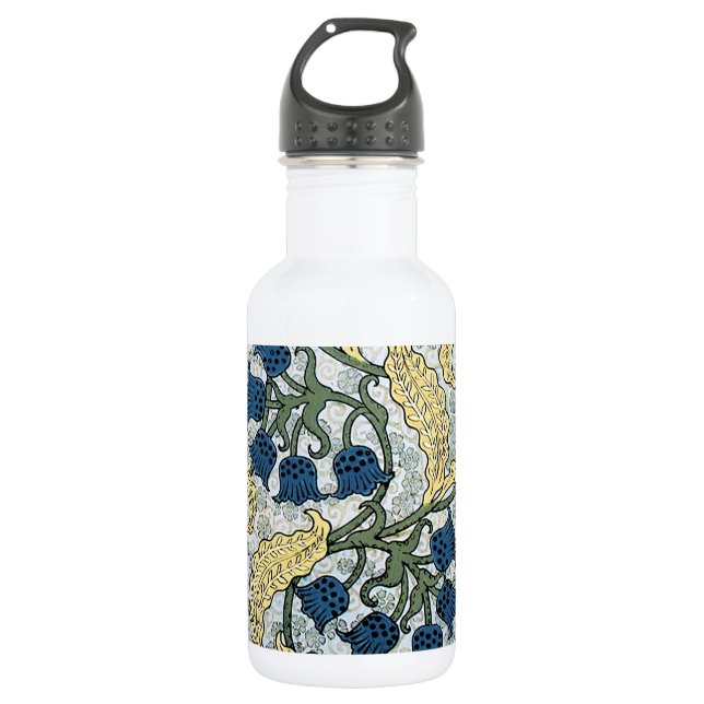 Floral Blue Flowers Lily Valley Repeating Stainless Steel Water Bottle (Front)