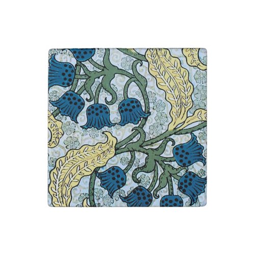 Floral Blue Flowers Lily Valley  Repeating Stone Magnet