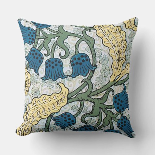 Floral Blue Flowers Lily Valley  Repeating Throw Pillow