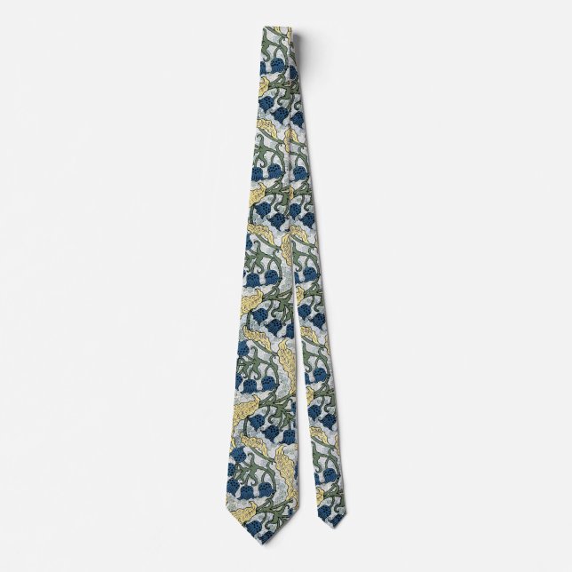 Floral Blue Flowers Lily Valley Repeating Tie (Front)