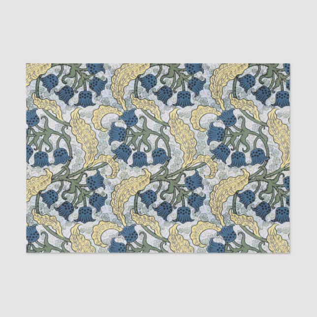 Floral Blue Flowers Lily Valley Repeating Tissue Paper (Front)