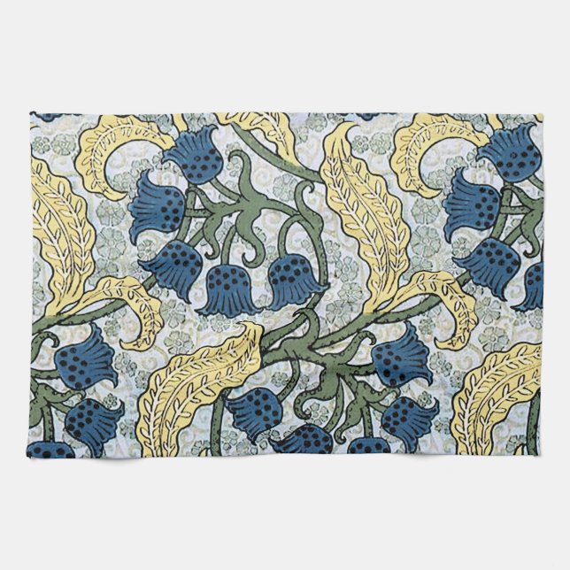 Floral Blue Flowers Lily Valley Repeating Towel (Horizontal)