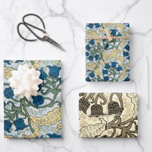 Floral Blue Flowers Lily Valley Repeating Wrapping Paper Sheets