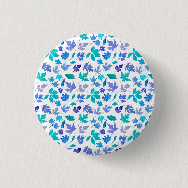 Floral Blue Flowers Pattern Design-36566 Button (Front)