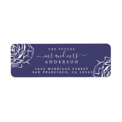 Floral Blue Future Mr Mrs Wedding Return Address Label