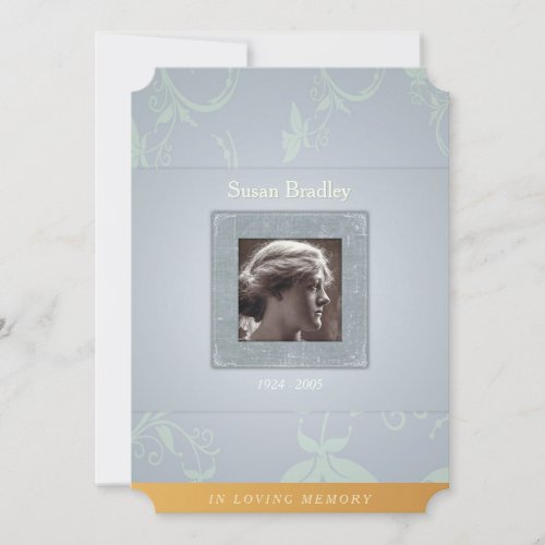 Floral Blue Gray In Loving Memory Template Invite