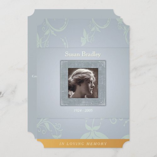 Floral Blue Gray In Loving Memory Template Invite