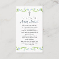 Floral Blue Green Cross Baptism Prayer