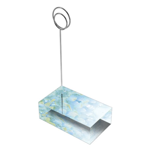 Floral blue green hydrangea table numbers stand (Corner)