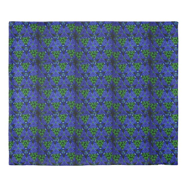 Floral Blue & Green Kaleidoscope Fancy Art Duvet Cover (Front)