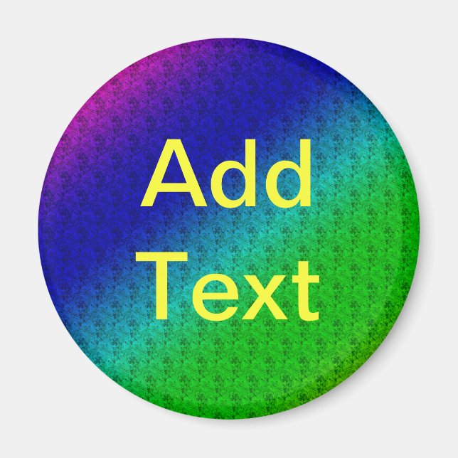 Floral Blue Green Rainbow Gradient Diagonal Blend Magnet (Front)