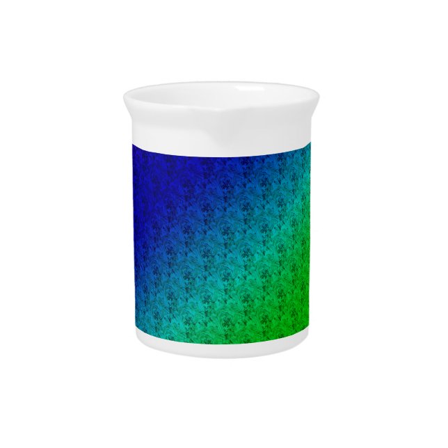 Floral Blue Green Rainbow Gradient Diagonal Blend Pitcher (Front)