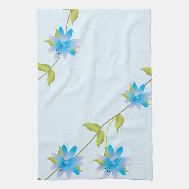 Floral Blue Hand-towel Towel (Vertical)
