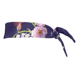 Floral Blue Headband w/Name