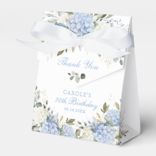 Floral Blue Hydrangea Birthday Party Thank You Favor Boxes