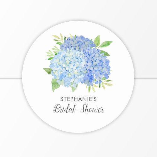 Floral Blue Hydrangea Bouquet Bridal Shower  Classic Round Sticker