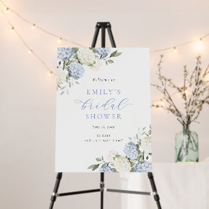 Floral Blue Hydrangea Bridal Shower Welcome Sign