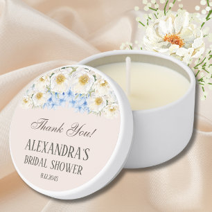 Floral Blue Hydrangea Garden Bridal Shower  Mini Candle Favors