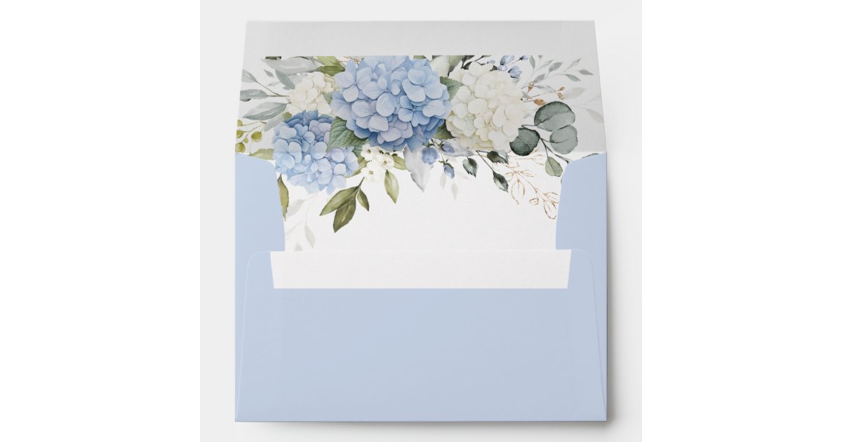 Floral Blue Hydrangea Greenery Envelope Liner | Zazzle
