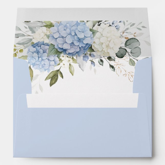 Floral Blue Hydrangea Greenery Envelope Liner (Back (Bottom))