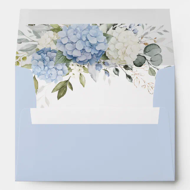 Floral Blue Hydrangea Greenery Envelope Liner | Zazzle