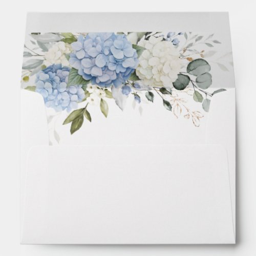 Floral Blue Hydrangea Greenery Envelope Liner