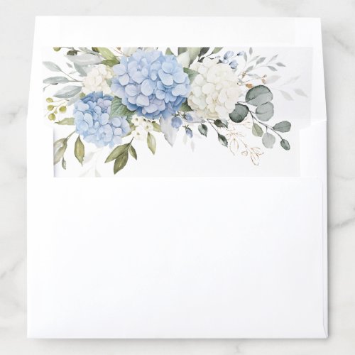 Floral Blue Hydrangea Greenery Envelope Liner