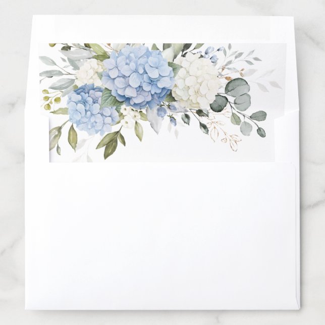 Floral Blue Hydrangea Greenery Envelope Liner (In Envelope)