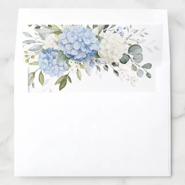 Floral Blue Hydrangea Greenery Envelope Liner | Zazzle