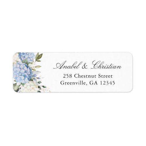 Floral Blue Hydrangea Greenery Return Address Label