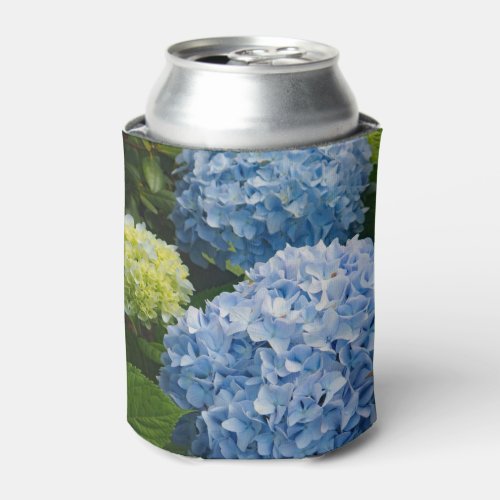 Floral Blue Hydrangea Photo Can Cooler