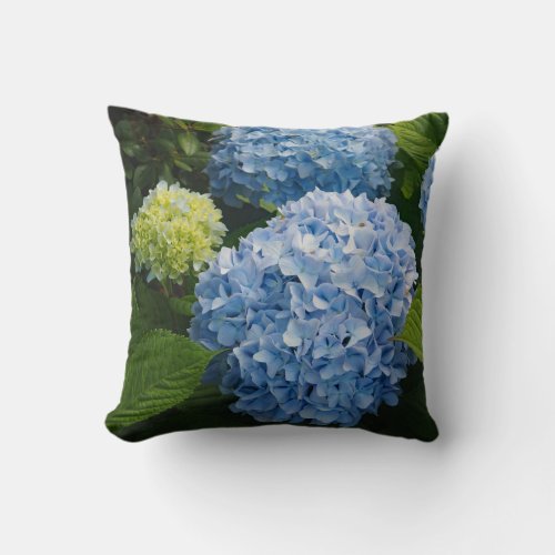 Floral Blue Hydrangea Photo Throw Pillow